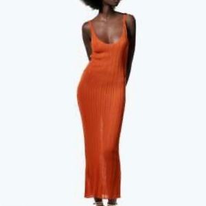 Zara Burnt Orange Crochet Maxi Size Medium